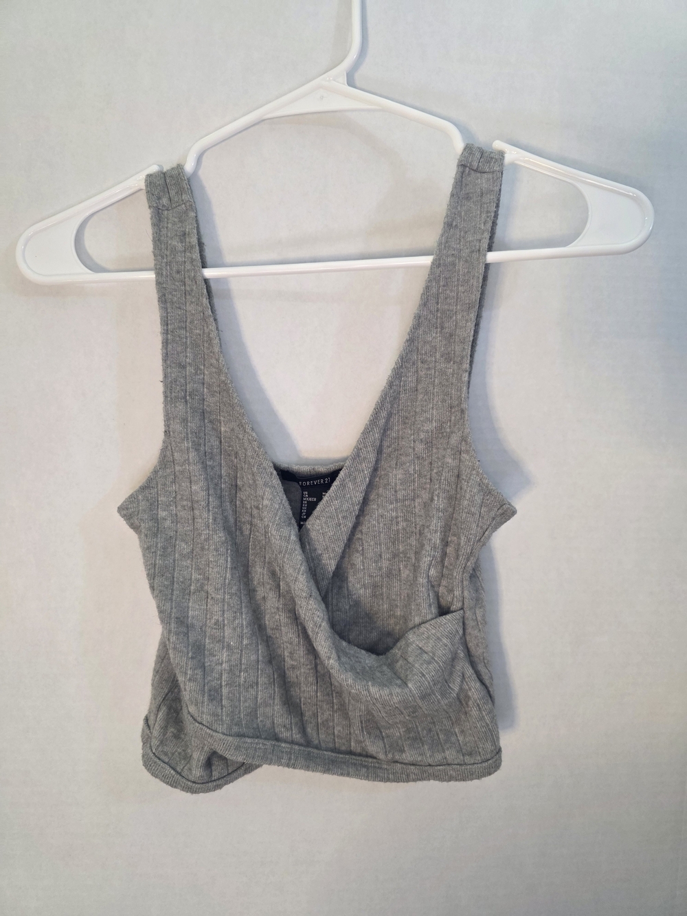 Forever 21 Grey Ribbed Wrap-Front Women's Tank Top